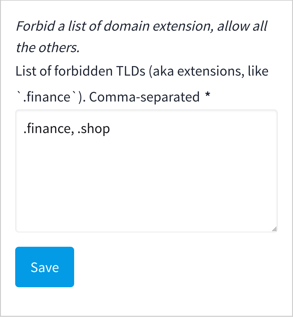 Add the forbidden domains