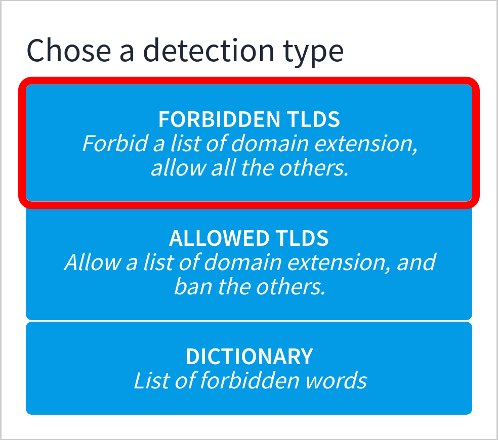 Select the forbidden TLDs scan